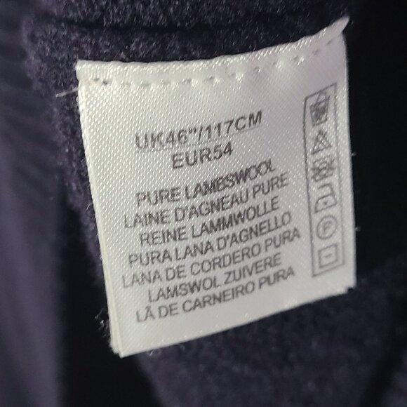 Alan Paine 100% Lambswool Navy Blue V-Neck Men's Large Sweater Made in England - Picture 4 of 5